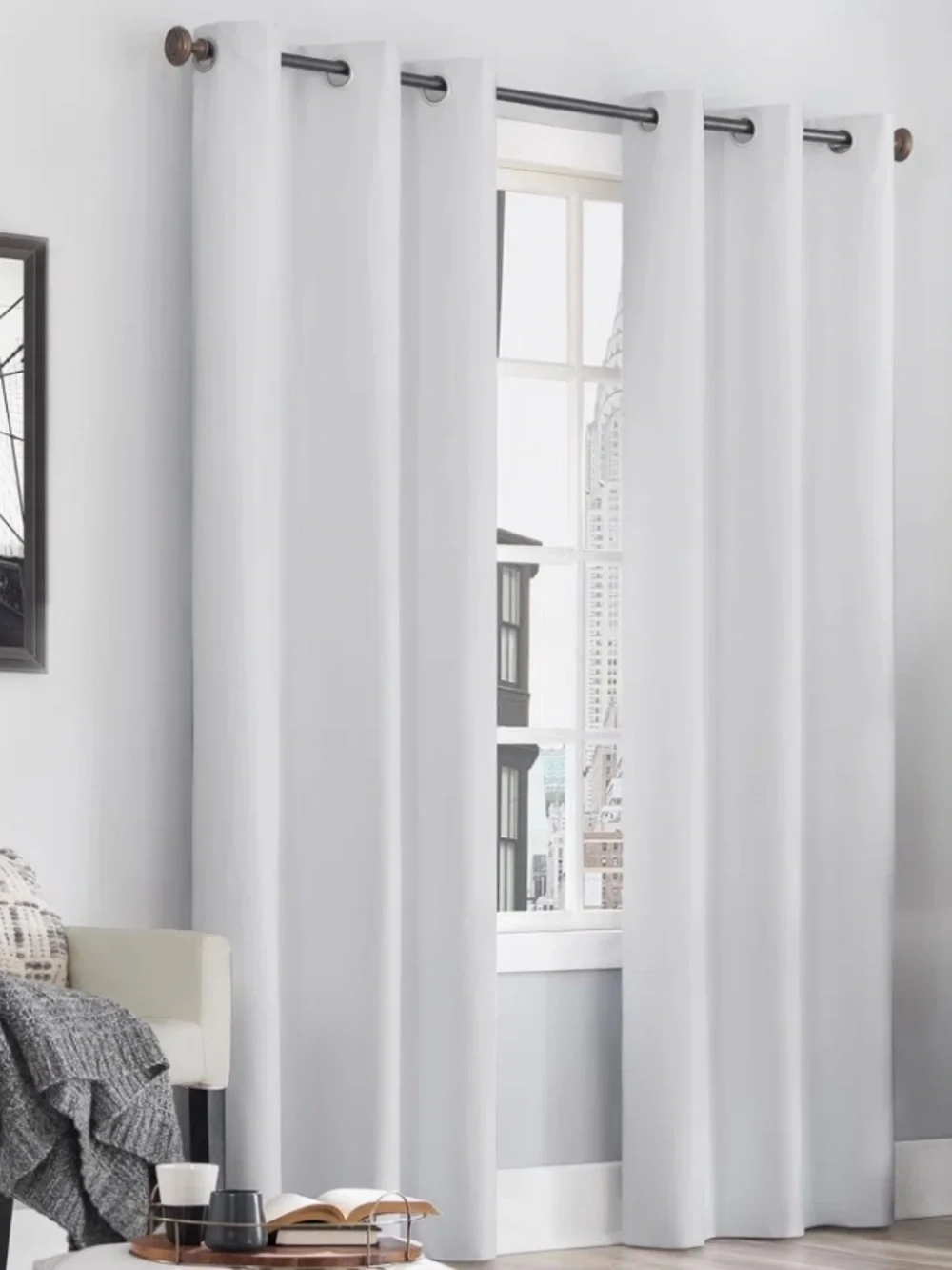 Neutral White Grommet Blackout Curtain Panel